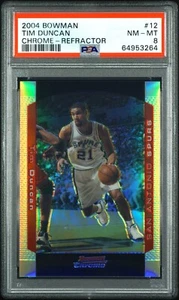 2004 BOWMAN CHROME -TIM DUNCAN - REFRACTOR /300 - PSA 8 - Picture 1 of 2