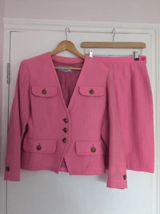 Candy pink 80s vintage yves saint laurent skirt suit - Picture 1 of 13