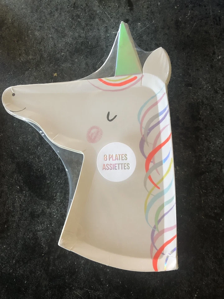 MERI MERI Unicorn Birthday Party 8 Plates NIP - Image 1 of 1