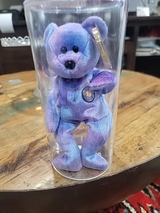 Oso de peluche Ty Beanie Babies Clubby IV púrpura tie dye club oficial  - Imagen 1 de 6