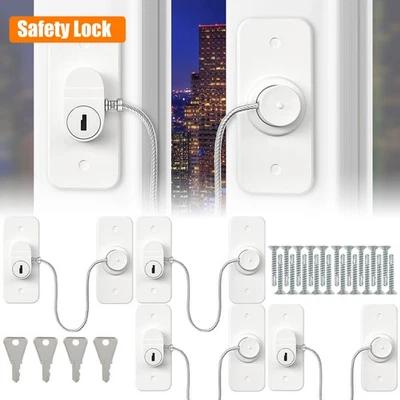 4Pcs Window Safety Lock Self Adhesive Window Restrictor Baby Safety Window FaYdE - Image 1 of 4