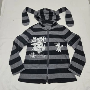 MEDIANO Maris Rock Glamoroso Rayas Conejito Sudadera con Capucha Desmontable Híbrido Suéter Y2K - Imagen 1 de 22
