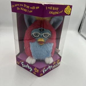 Furby Sherbet 1999 vintage rosa y azul con ojos azules tigre sellado raro - Imagen 1 de 4