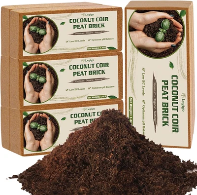 Paquete de 8 ladrillos de fibra de coco (11,2 lb), 100 % orgánico fibra de coco suelo para macetas f Foto 1 de 4