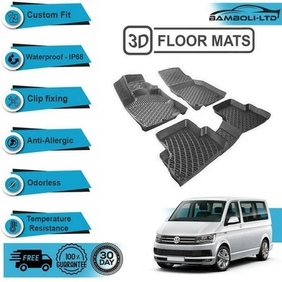 3D Molded Interior Car Floor Mat for Volkswagen Transporter T5-T6 (Black) - Imagem 1 de 4
