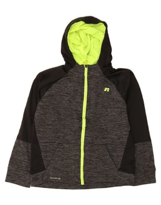 RUSSELL ATHLETIC Boys Zip Hoodie Sweater 14-15 Years XL Grey Colourblock BH11 - Image 1 of 3