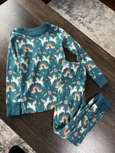 Hanna Andersson Rainbow Unicorn Pajamas Size 4 - Picture 1 of 3