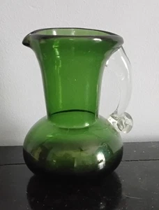Vintage Hand-Blown Green Glass Mini Pitcher - Picture 1 of 1