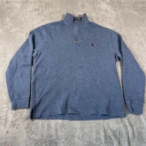 Polo Ralph Lauren Men's 1/4 Zip Pullover Sweater Size Medium Blue Classic Preppy - Picture 1 of 9