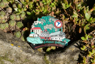 VINTAGE AUTOMOBILE RADIATOR CAR BADGE # MESSERSCHMITT MEETING ZITTAU 2010 - Image 1 of 2