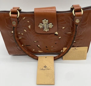 Patricia Nash Rosina Schultertasche aus gearbeitetem Leder hellbraun neu - Bild 1 von 24
