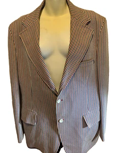 vintage Brookleigh mens redvwhite and blue stripped suit jacket - Picture 1 of 11