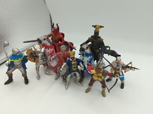 Papo Playstoy Schleich Lot of 10 Medieval Figures Knights, Horses, King (Retired
