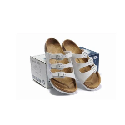 Women Birkenstock Florida White Birko Flor Adjustable Slide Sandals - Image 1 of 4