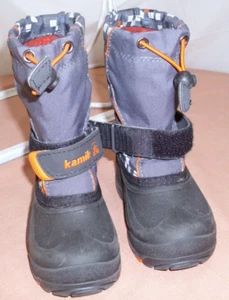Boots Kamik Snow Kids Size 9 Insulated Waterproof Orange/Gray - Picture 1 of 18