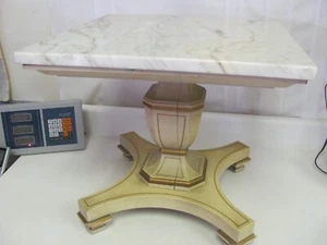 Table d'appoint / table d'appoint en bois et marbre - 16" de haut - 18" x 18" - Photo 1 sur 7