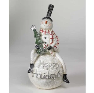 9 Inch Snowman Sitting Atop of Snowball. #50429C - Picture 1 of 1