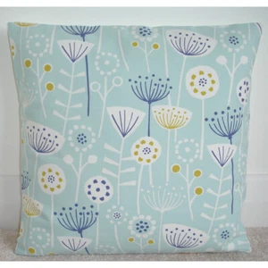 16x16 Cushion Cover Navy Blue Duck Egg Yellow Ochre Seedheads Retro 16" MCM - Picture 1 of 1