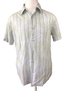 Cubavera Stripe Floral Men's Size M Cotton Short Sleeve Casual Cuban Shirt - Picture 1 of 8