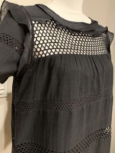 Authentic Isabel Marant Etoile Caleen Mesh-Inset Ruffle Dress Black FR36 NWOT - Picture 1 of 9