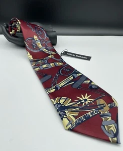 Mercedes Men's 100% Silk Tie ~ Red ~ Designer Pattern ~ Hand Made! - Picture 1 of 5