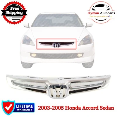 New Chrome Grille Assembly For 2003-2005 Honda Accord 4 Door Front Sedan - Image 1 of 4