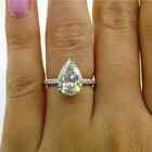 3 Ct Pear Simulated Diamond Women Engagement Ring 14K White Gold Plated Silver