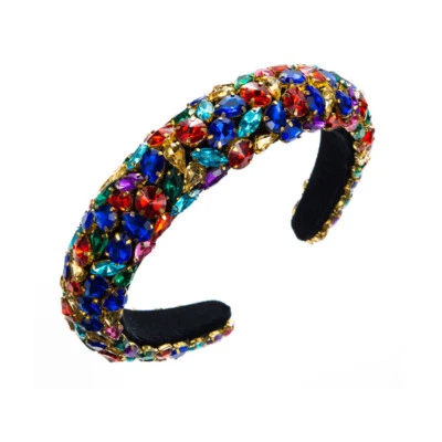 Women Rhinestone Headband Bling Padded Baroque Crystal Fashion Hair Band Party - Image 1 of 4