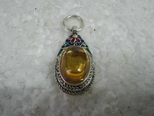 Pendentif tibétain in argent, cloisonné et circon in parfait état. Timbre d'orfè
