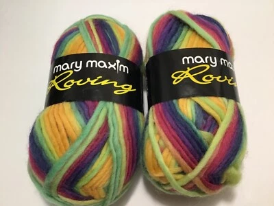 MARY MAXIM ROVING YARN 2 BALLS 3.5 oz EACH 100gr 109% WOOL RAVE - Image 1 of 4