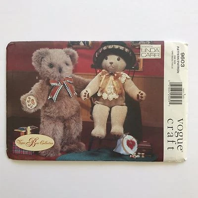 Vogue Craft Pattern 9603 Vogue Bear Collection Linda Carr Mr and Mrs Bear Uncut - Image 1 of 4