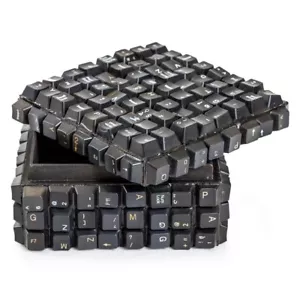 Upcycled Computer Keyboard Sneaky Storage Box Unique 17x17x10cm Square Black - Picture 1 of 9