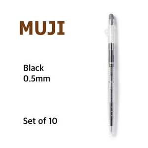 MUJI Erasable Slim Ballpoint Pen Knock Type Black 0.5mm Set of 10 Japan - Picture 1 of 3
