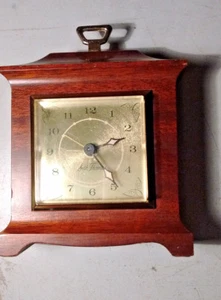 Vintage Mechanical Seth Thomas Clock Mantel Desk Shelf Brown Watch Wooden - Picture 1 of 4