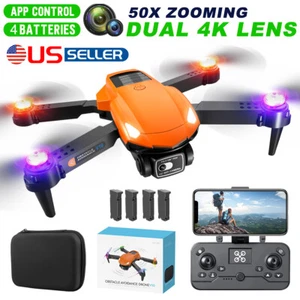 2024 New RC Drone With 4K HD Dual Camera WiFi FPV Foldable Quadcopter +4 Battery - Picture 1 of 20