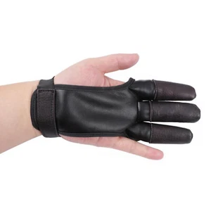 Durable Leather Archery Gloves 19x5cm Adults Kids Fingers Tab Accessories - Picture 1 of 10