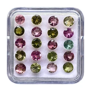 20 Pcs Natural Tourmaline 4mm Round Cut Multi Color Loose Gemstones 5.00 Cts - Picture 1 of 8
