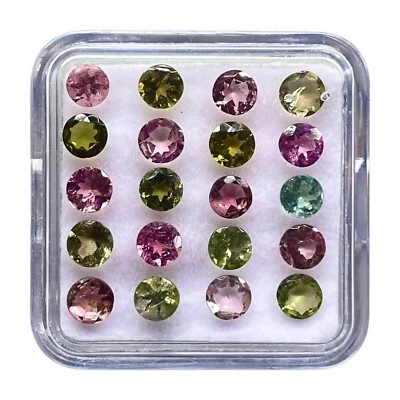 20 Pcs Natural Tourmaline 4mm Round Cut Multi Color Loose Gemstones 5.00 Cts - Image 1 of 4