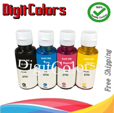 DC 4 pk GT51 GT52 ink refill kit for  hp gt 51 GT Series 5820 5810 Ink Tank 310 - Image 1 of 2