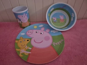 Peppa Pig Frühstücksset 3 tlg. Kinder Geschirr Set unverpackt Mikrowelle - Bild 1 von 5