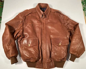 VTG Willis Geiger A-2 Style Pilot Bomber Jacket Butter Soft Leather LARGE 44 46 - Picture 1 of 14