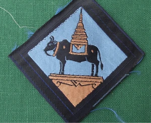 1985 Thailand Thai Scouting Scouts Association District Silk Patch Cow Temple - Picture 1 of 1