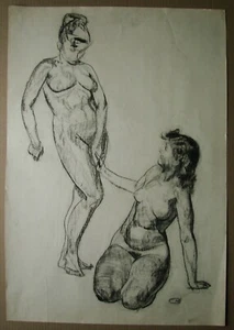 Ukrainian Soviet Painting realism nude figure woman portrait girlfriends - Picture 1 of 7