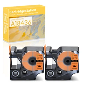 2PK Compatible for Dymo Rhino 5200 6000 A18436 IND Vinyl Orange Label Tape 3/4" - Picture 1 of 11