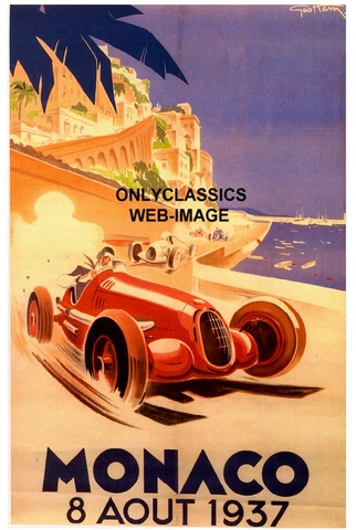 1937 MONACO AUTO RACING 11x17 POSTER GRAND PRIX FORMULA ONE GEO HAM ART MERCEDES Cover