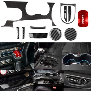 Real Carbon Fiber Gear Shift Panel Cover Trim Kit for Ford Mustang 2015-2018 - Imagen 1 de 7