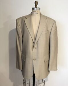 NWOT Oscar De La Renta Men’s Beige Silk / Wool 2 Bttn Classic Jacket Blazer 44R