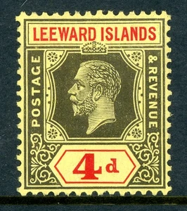 Leeward Islands 1912 British KGV 4p Black & Red Scott #52 Mint R944 ⭐⭐⭐⭐⭐ - Picture 1 of 6