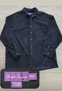Ralph Lauren Purple Label schwarzes Cordhemd mit Knopfleiste und Kragen Gr. 2XL Italy - Bild 1 von 7
