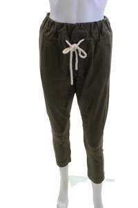 Bassike Unisex Army Green Ankle Cropped Jogger Pants Drawstring Size 0 - Picture 1 of 5